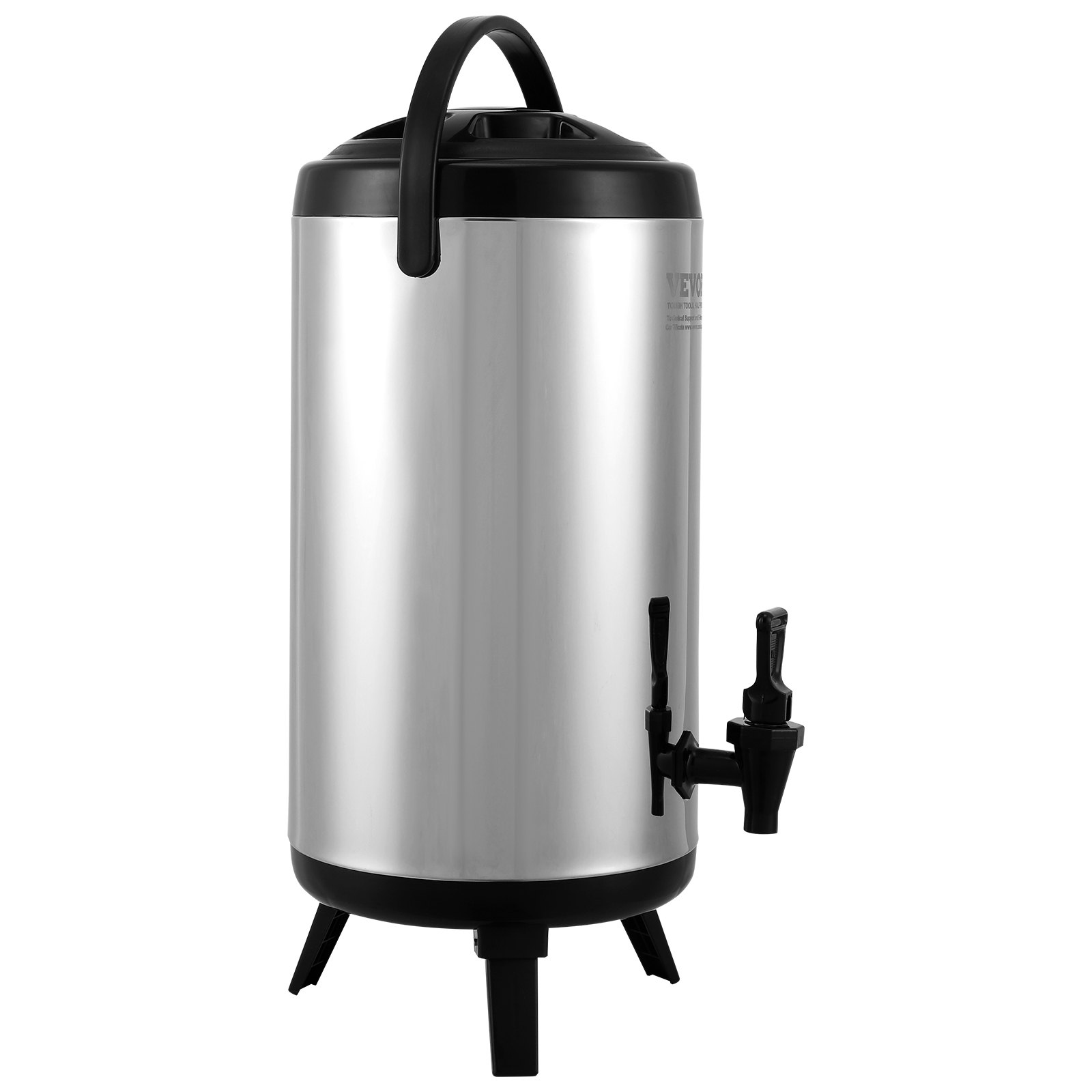 Start2Finish VEVOR stainless steel insulated beverage dispenser with spigot, 2.4 gallons, ideal for hot and cold drinks in restaurants.