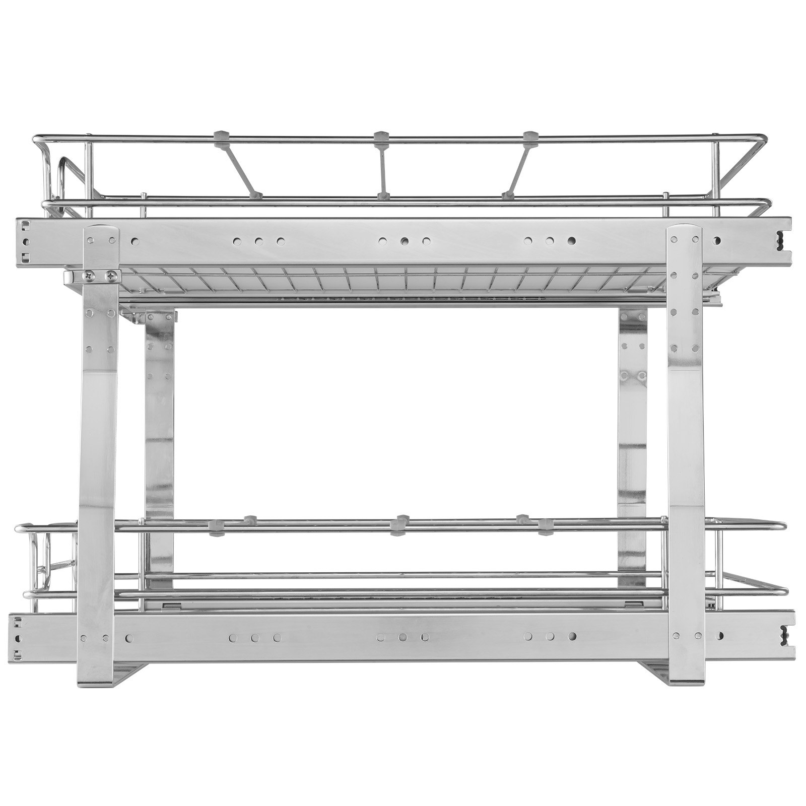 Start2Finish VEVOR 2-tier steel pull-out cabinet organizer with slide-out shelves for kitchen pantry storage.
