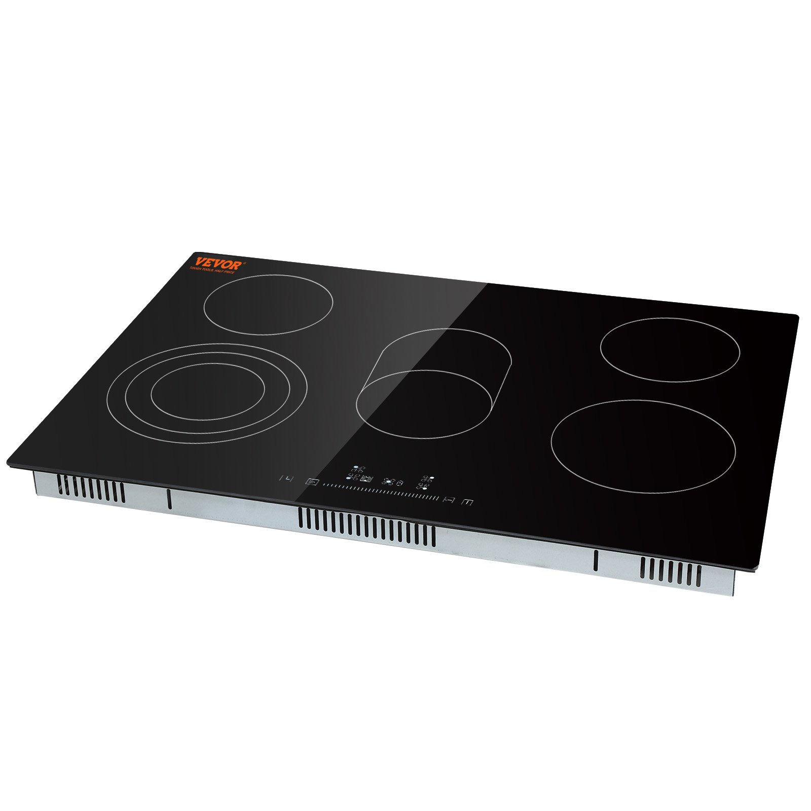 Start2Finish VEVOR 30.3x20.5 inch built-in electric stove top with 5 burners, glass radiant cooktop, sensor touch control, and child lock.