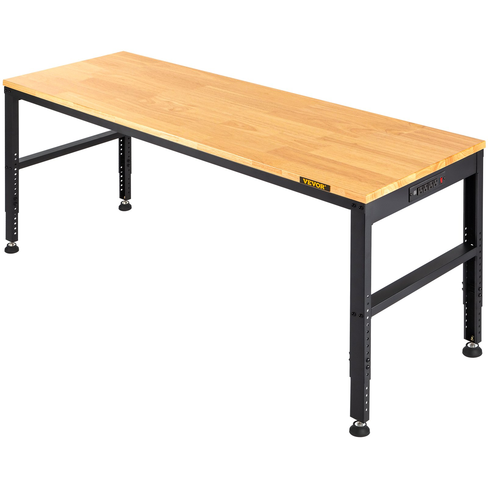 Start2Finish VEVOR adjustable workbench with power outlets, heavy-duty 48x20-inch surface, 2000 lbs capacity, height adjustable.