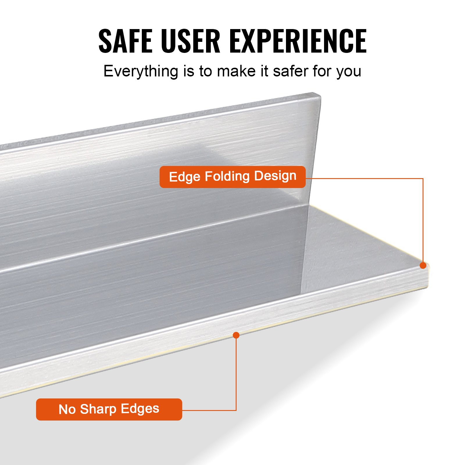 Start2Finish stainless steel wall-mounted floating shelves, 8.6" x 24", with backsplash, ideal for kitchen, bar, or restaurant storage.