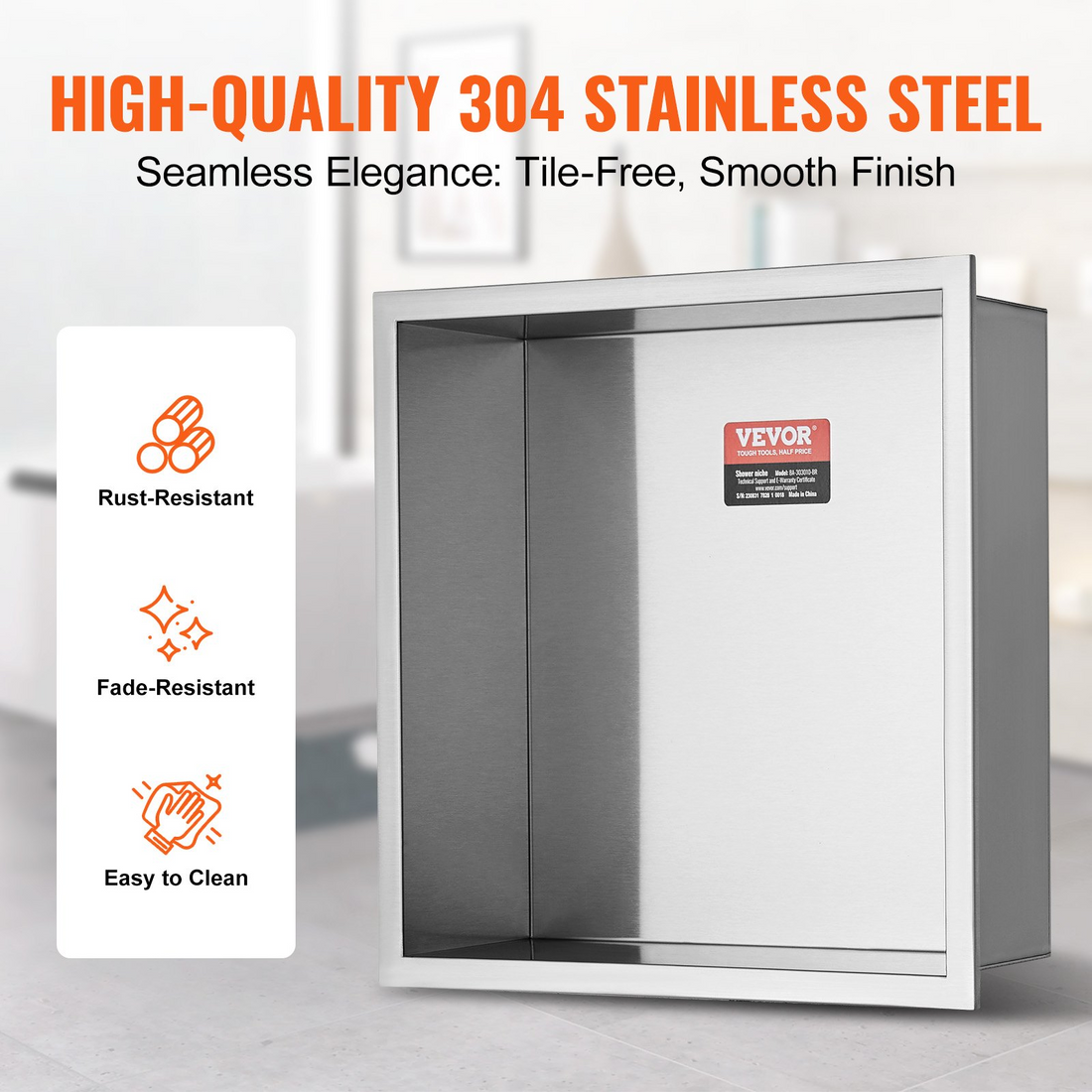 Start2Finish VEVOR 13x13 stainless steel shower niche with double shelves, waterproof and rust-resistant for bathroom soap storage