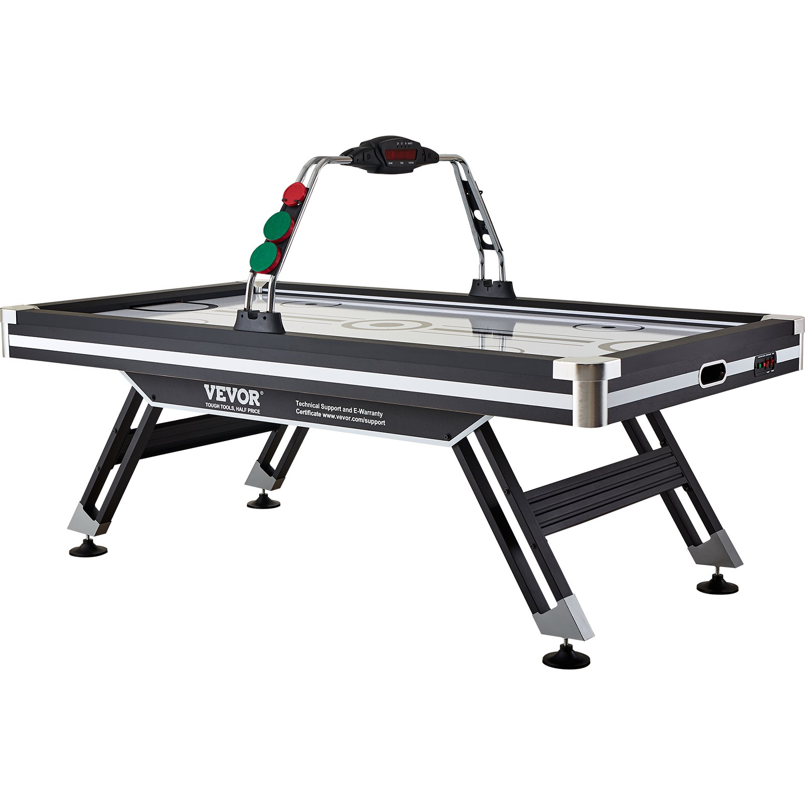 Start2Finish VEVOR air-powered hockey table with LED score display, 2 pucks, pushers, and electronic scoring for indoor game room fun.