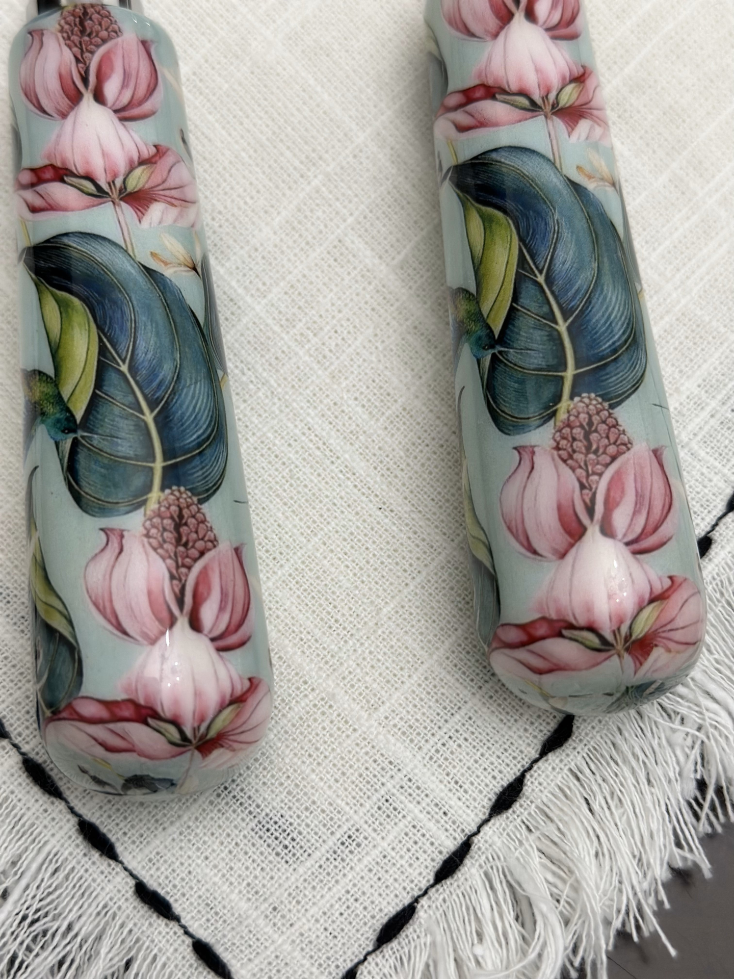 Floral cake cutting knife and server set with mint meenakari work, elegant home serving utensils by Start2Finish