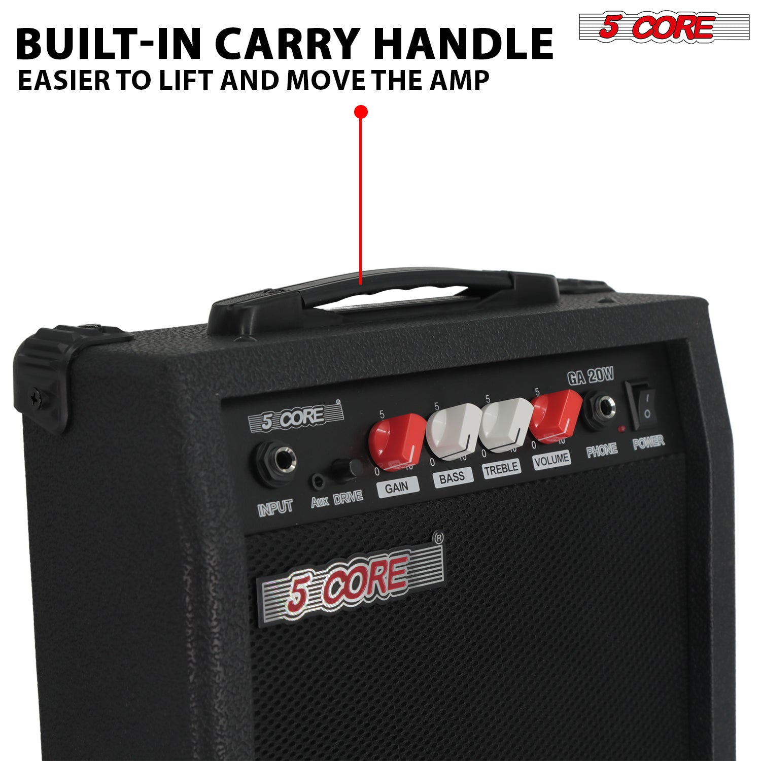 Start2Finish 20W portable guitar amplifier with 6.5-inch speaker, aux input, headphone jack, compact electric musical instrument amp