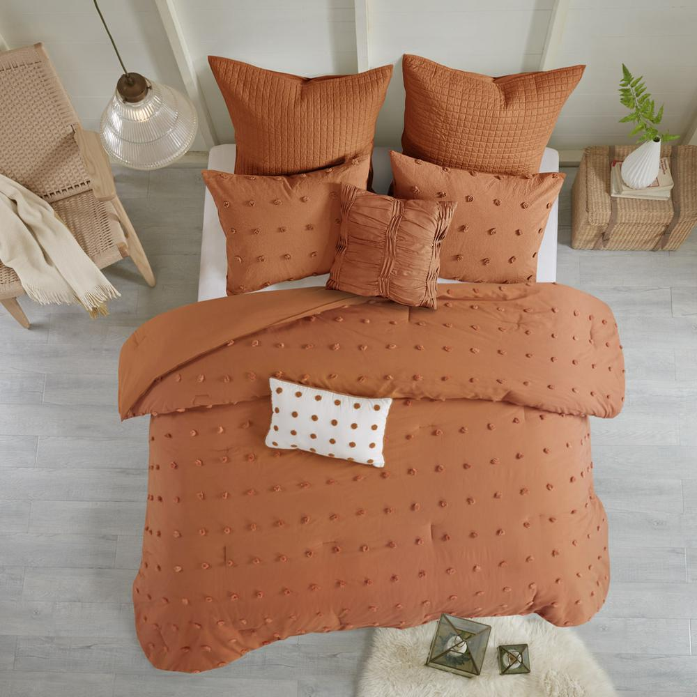 Start2Finish cotton jacquard comforter set with euro shams and decorative throw pillows on a neatly made bed.