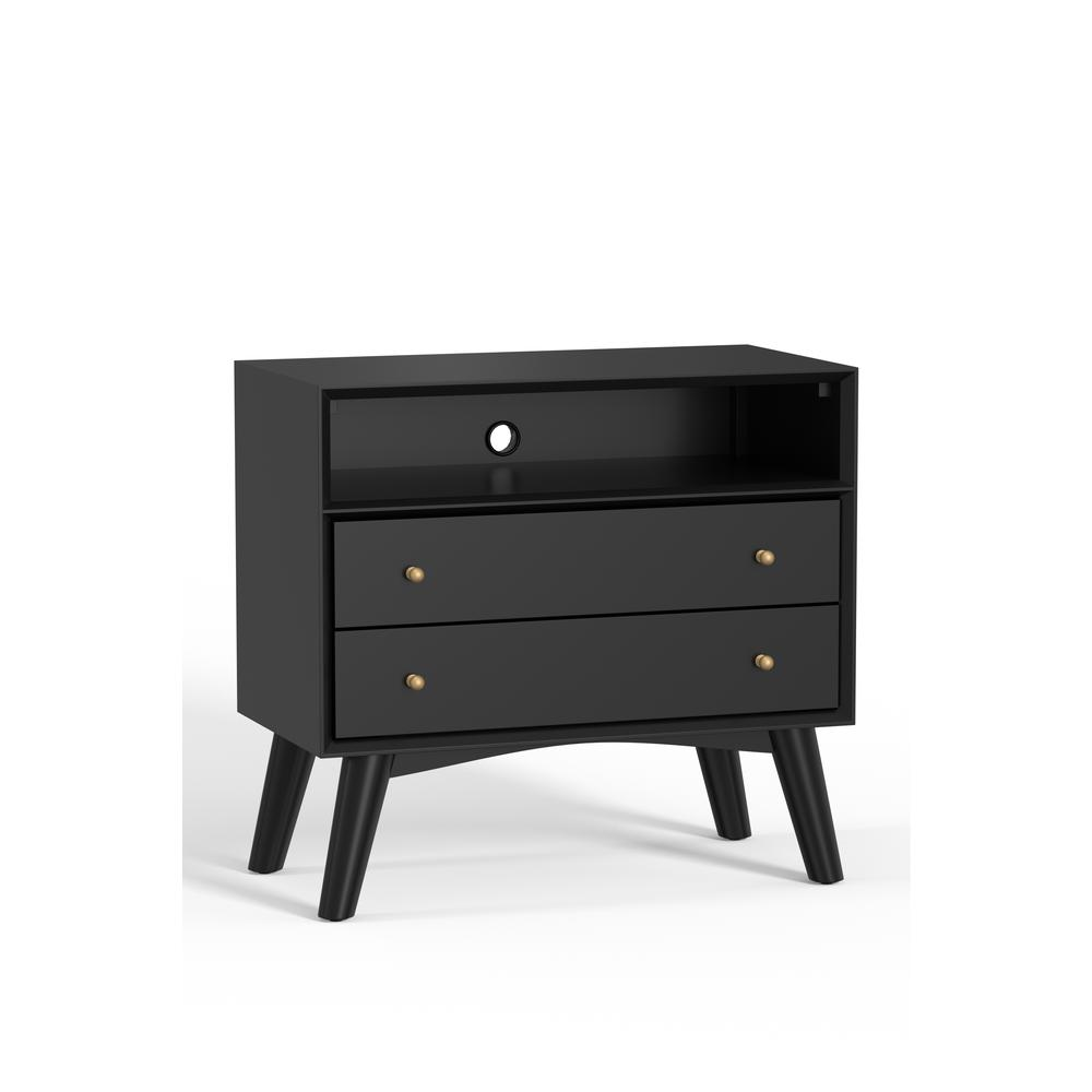 Flynn large black nightstand by Start2Finish featuring a modern design with a flat top surface and storage drawer.