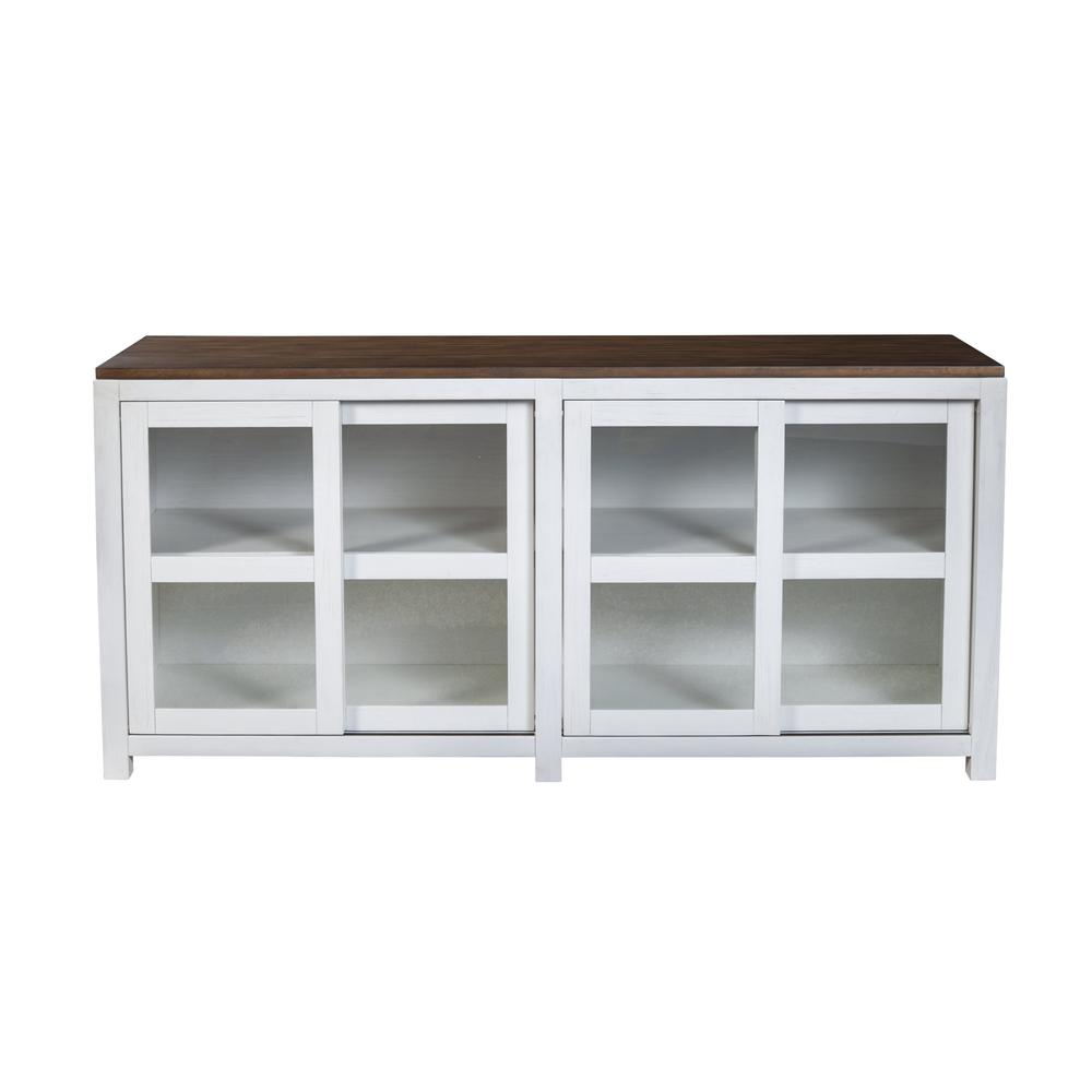 Large Donham display cabinet by Start2Finish, showcasing glass doors and spacious wooden shelves for elegant storage and display.