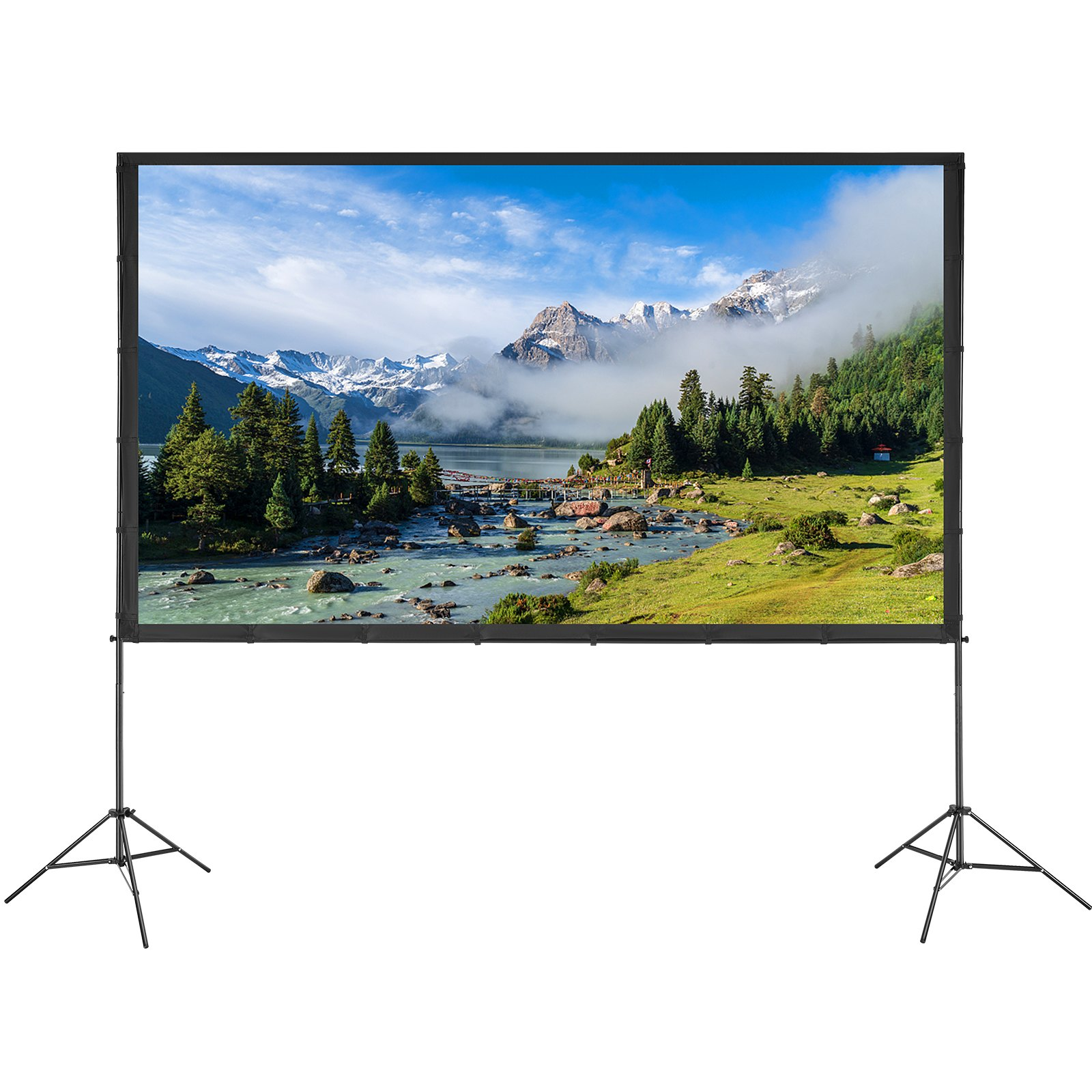 Start2Finish 120-inch outdoor projector screen with stand, wrinkle-free 16:9 4K HD cinema screen for backyard movie nights