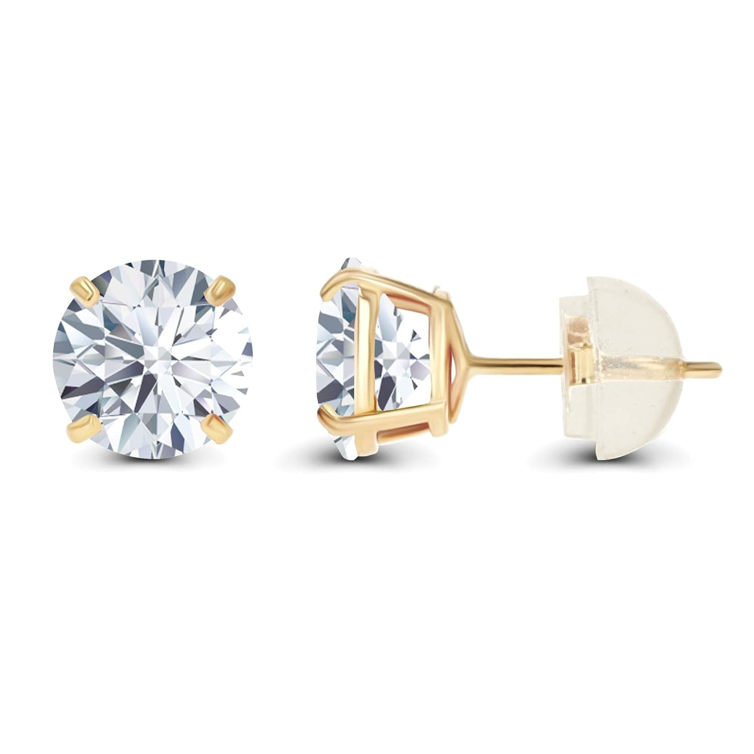 Start2Finish 1.00 CTW AGI Certified lab-grown diamond stud earrings in 14K gold with E color and VS clarity, shown in close-up.