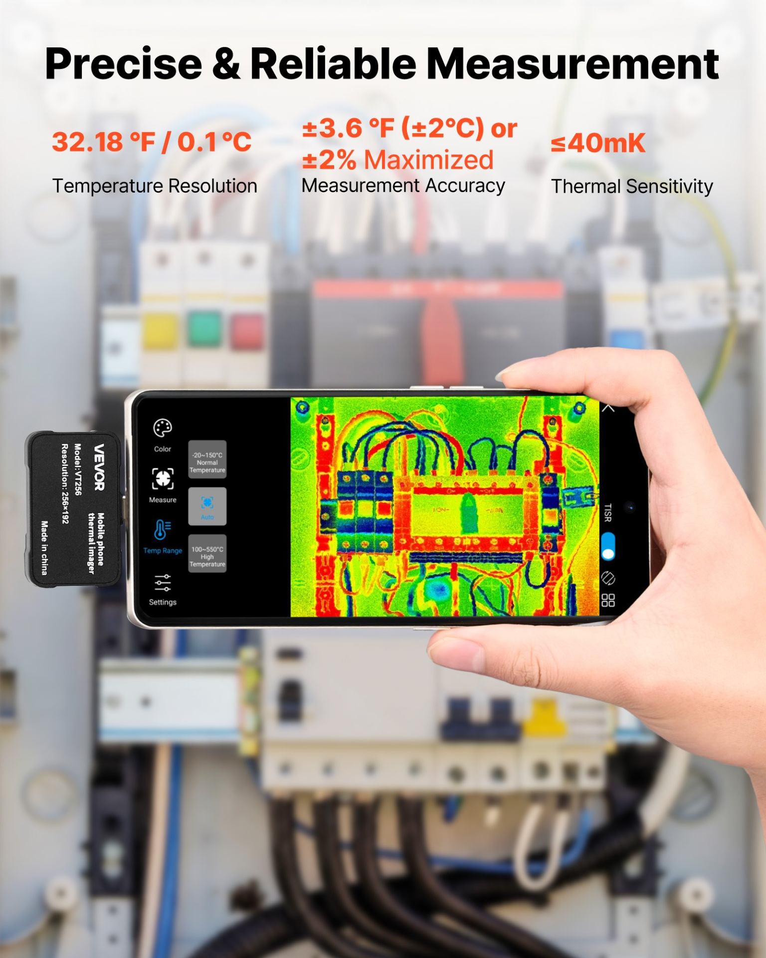 Start2Finish VEVOR thermal imaging camera for smartphones with macro lens, infrared thermal imager, 512 x 384 resolution, 25Hz refresh rate