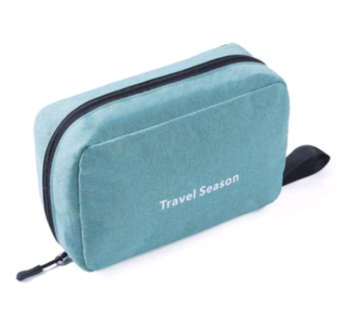 Maroon Asteria portable travel makeup bag with a multifunction hook and compartments for cosmetics and beauty essentials.