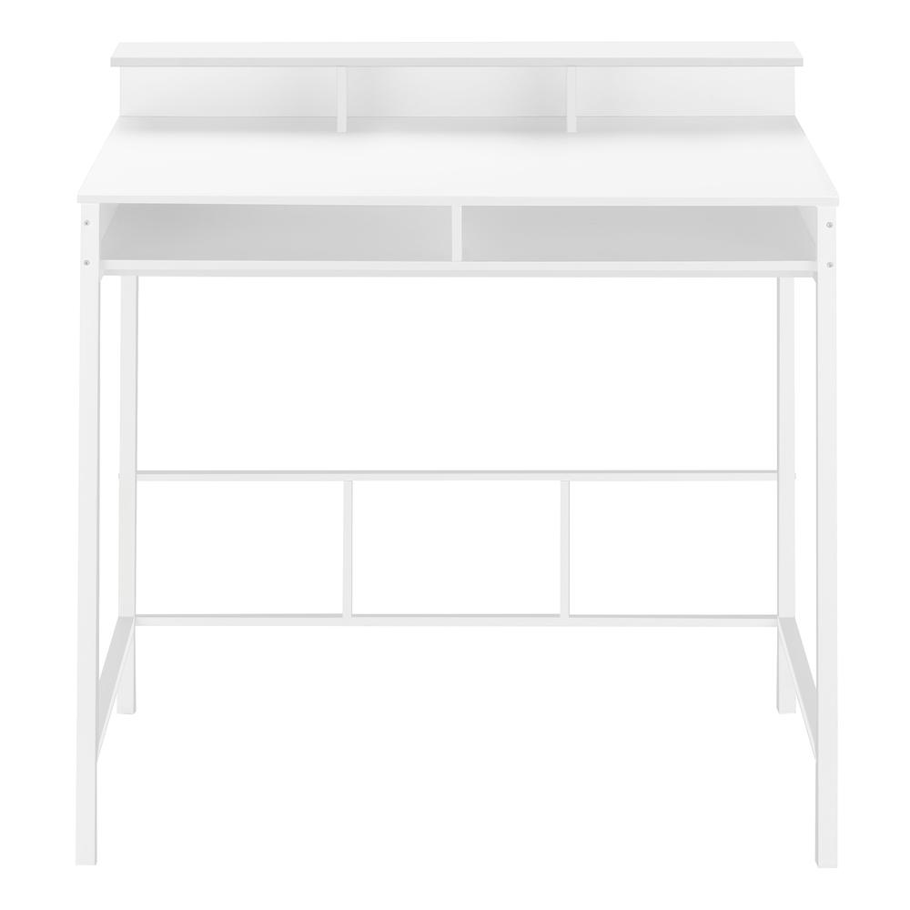 Start2Finish computer desk for home office with standing height, storage shelves, ideal for work and laptop use.