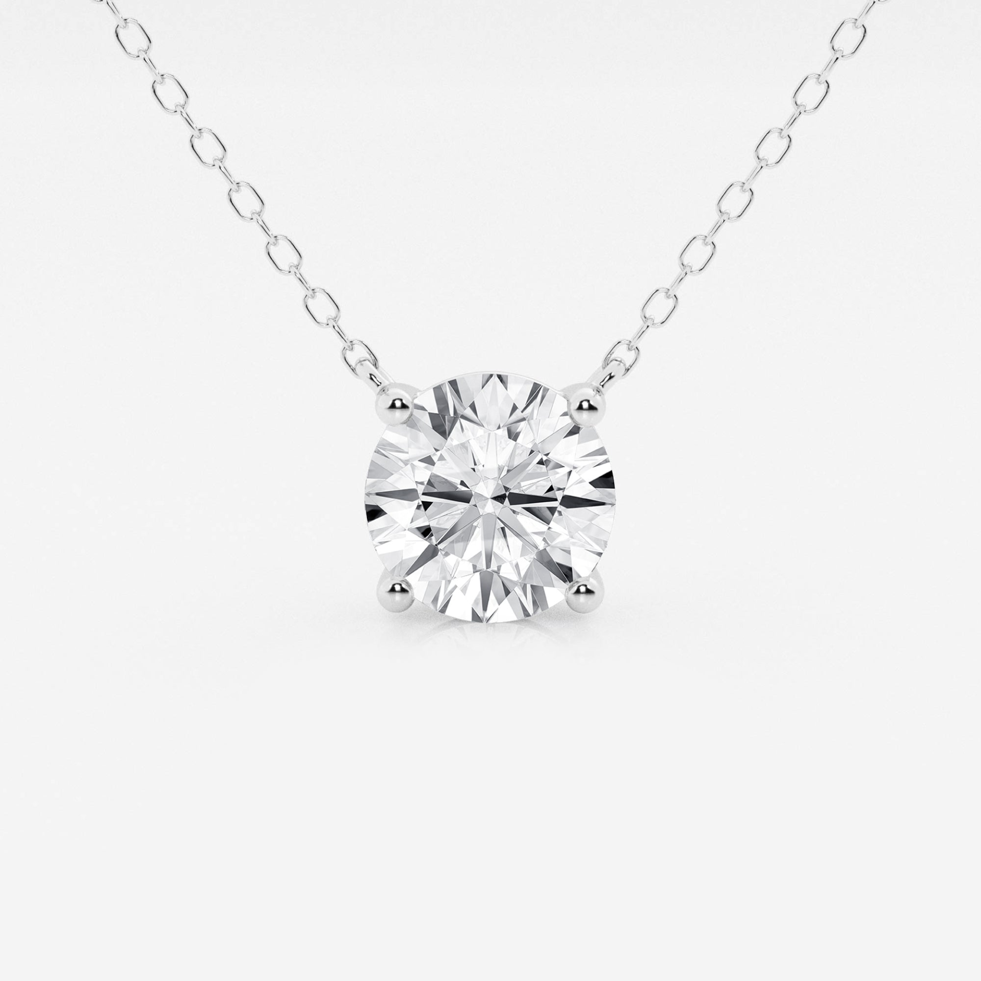Lab grown 3.00 ct round diamond solitaire pendant in 14K white or yellow gold, with floating design and AGI certification.