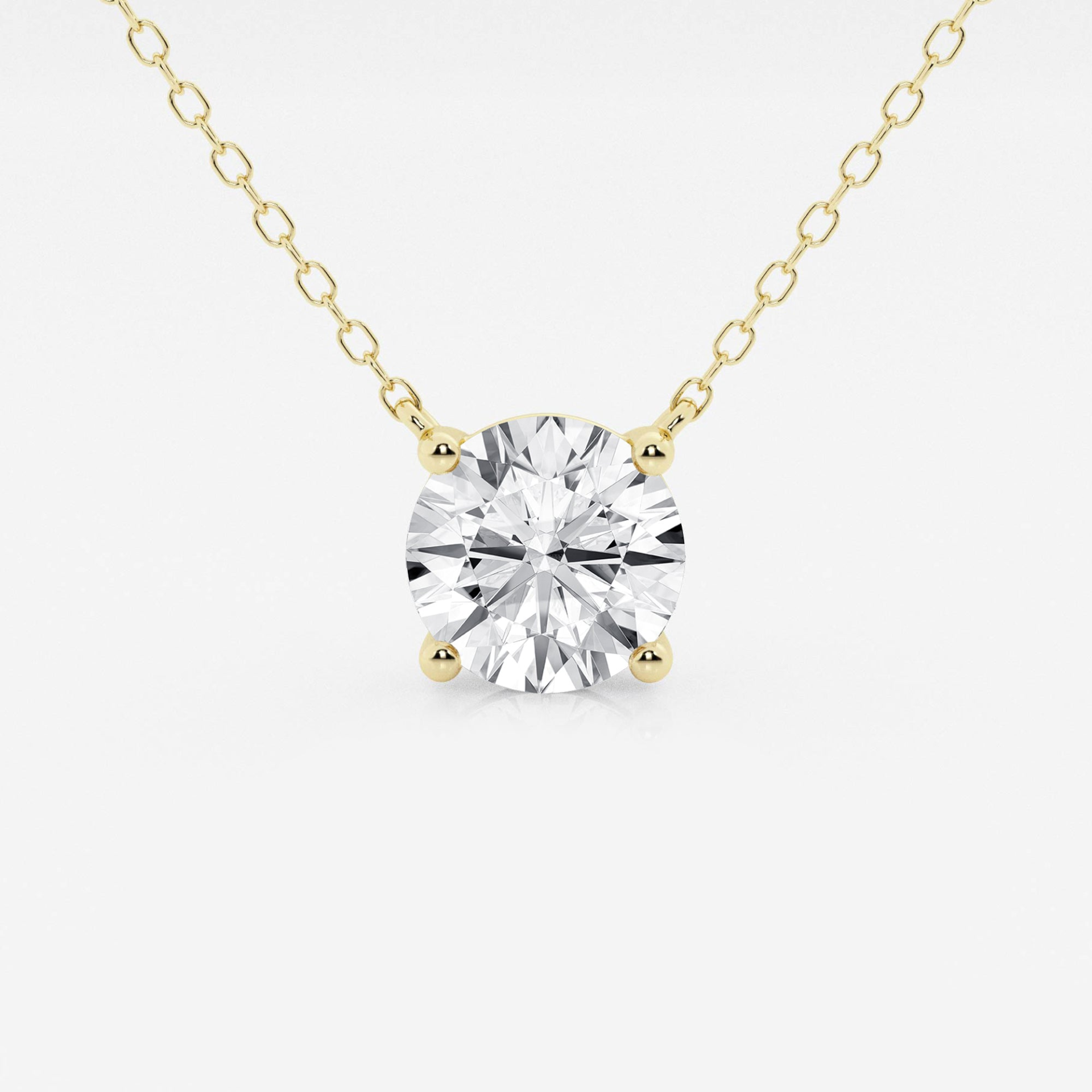 Start2Finish 3.00 ct lab-grown round diamond floating solitaire pendant in 14K gold, with AGI certification, featuring a sleek design.