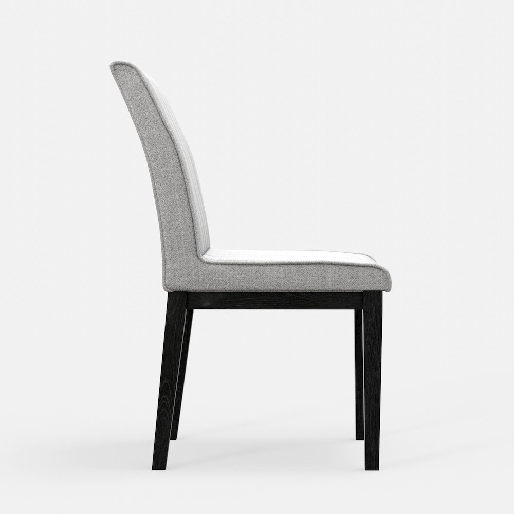 Set of two vintage black Cove Side Chairs by Start2Finish, showcasing classic wooden furniture with sleek, curved designs.
