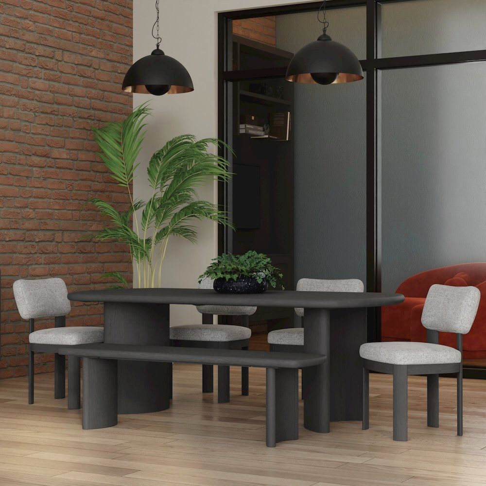 Set of two black Gabrielle Side Chairs by Start2Finish, featuring a sleek design with cushioned seats and wooden legs.