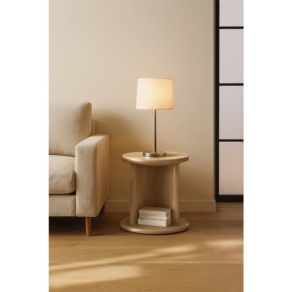 Start2Finish Gabrielle End Table in light oak wood with a sleek, modern design and smooth finish.