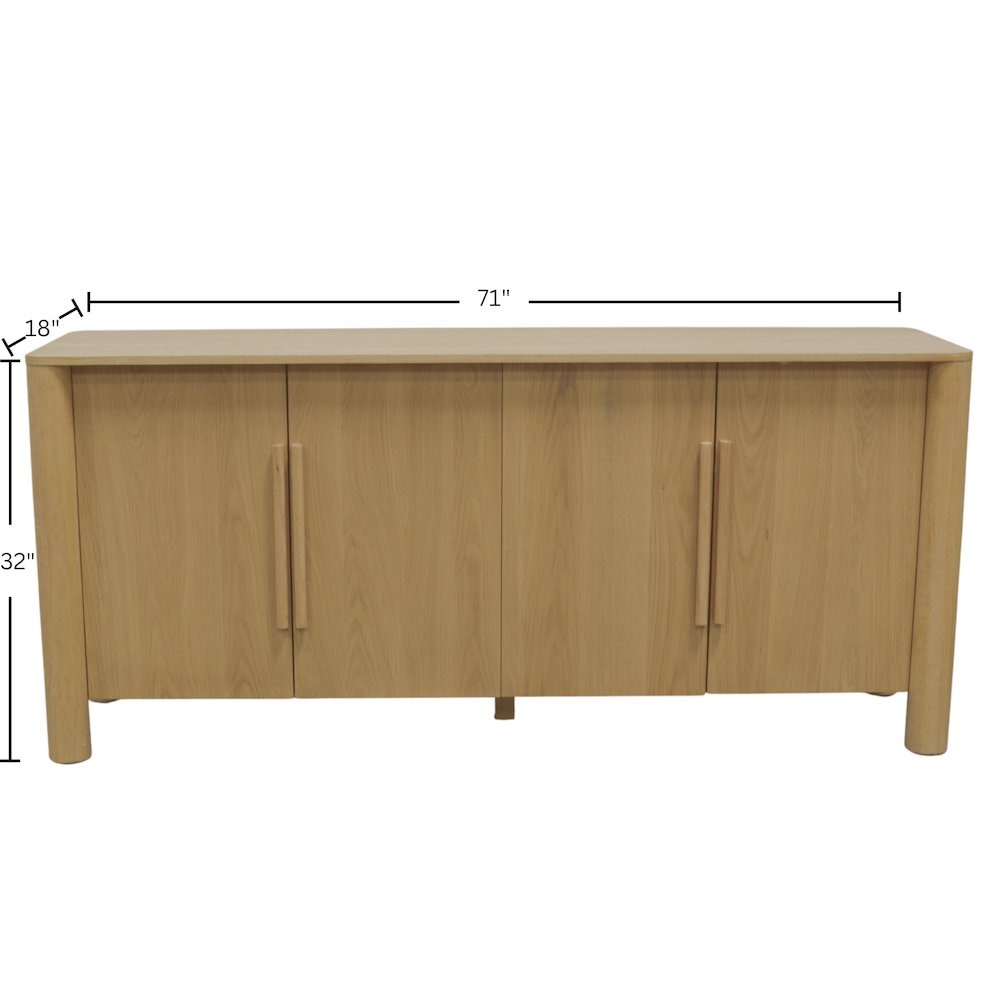 Light oak Hudson sideboard by Start2Finish with sleek cabinet doors and storage compartments, modern furniture for living rooms.