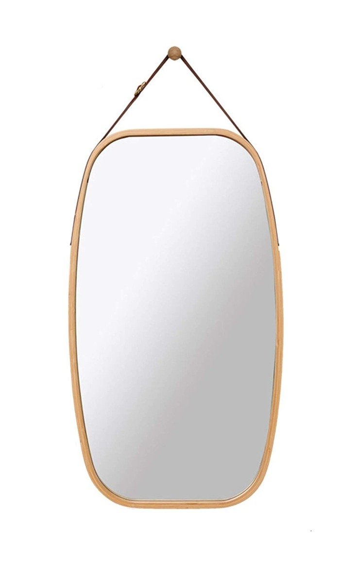 Ultramarine Dione Carla Home hanging full-length wall mirror with a solid bamboo frame, ideal for modern home decor.