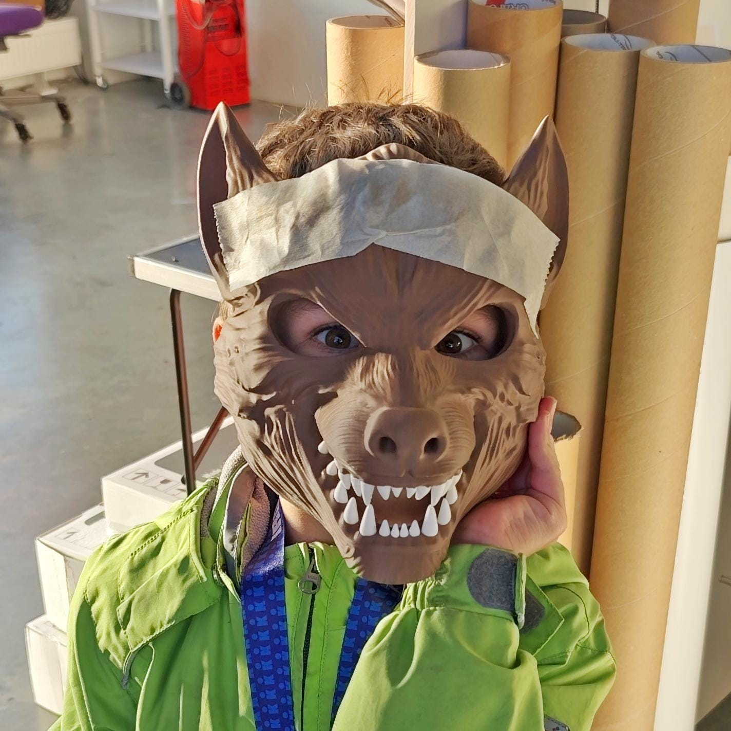 Start2Finish werewolf cosplay mask, 3D printed horror Halloween costume mask with detailed feral wolf features and snarling expression.