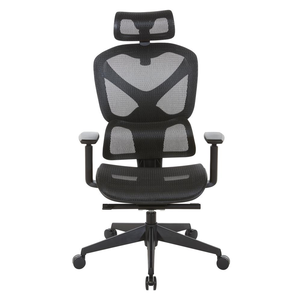 Start2Finish mesh back manager’s chair with adjustable headrest, ergonomic design, and breathable mesh upholstery.