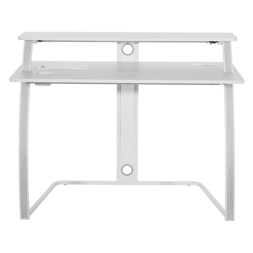 Start2Finish Code30 Battlestation gaming desk with spacious surface, cable management, and sturdy black metal frame for gaming and work.