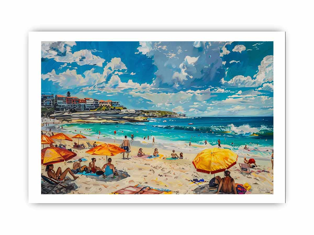 Start2Finish Bondi Beach framed print featuring a scenic coastal view, perfect for home decor.