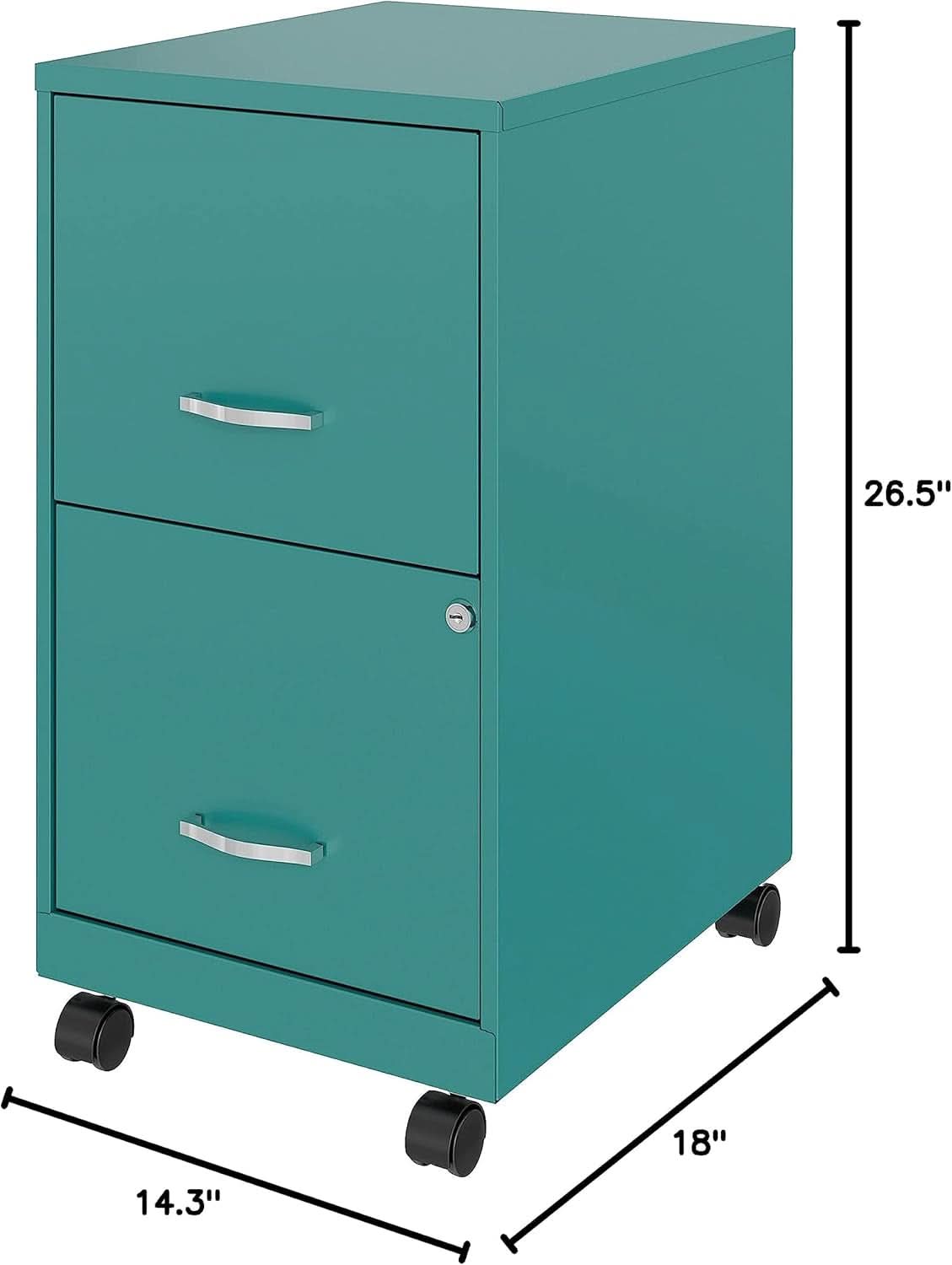 Teal LYS SOHO File Mobile Cabinet Locking Drawers 18 Inch