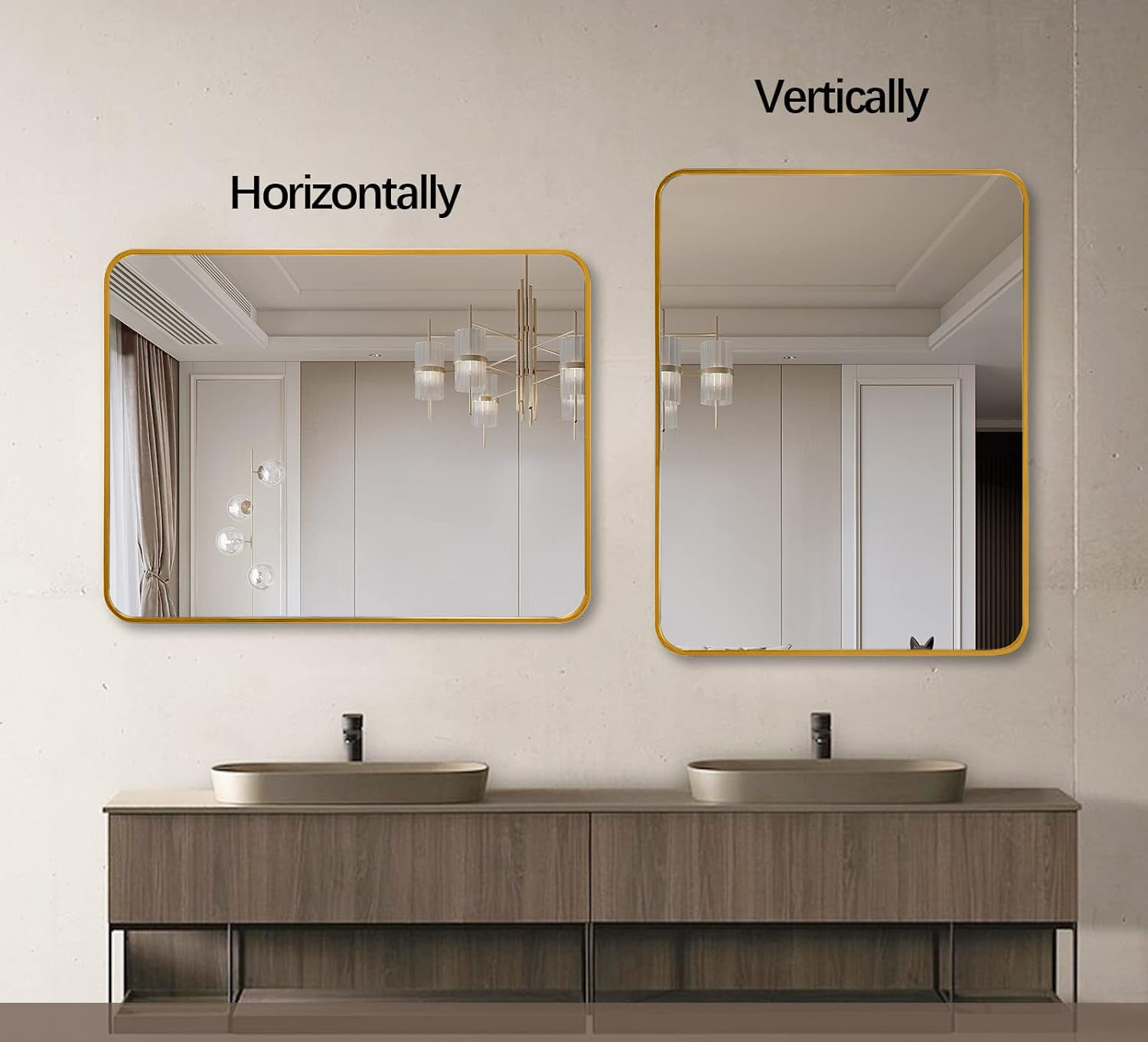 Rectangular metal frame wall mirror by Start2Finish, ideal for bathroom vanity, bedroom, or entryway decor with sleek design