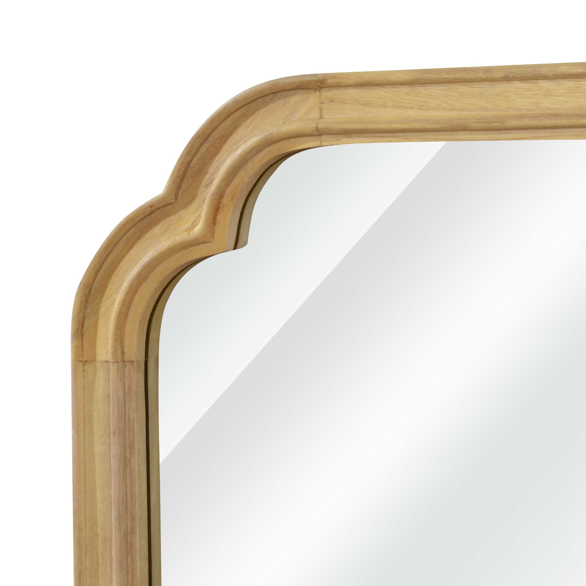 Start2Finish rounded corner solid wood wall mirror with a sleek frame, suitable for bathroom, bedroom, entryway, or living room.