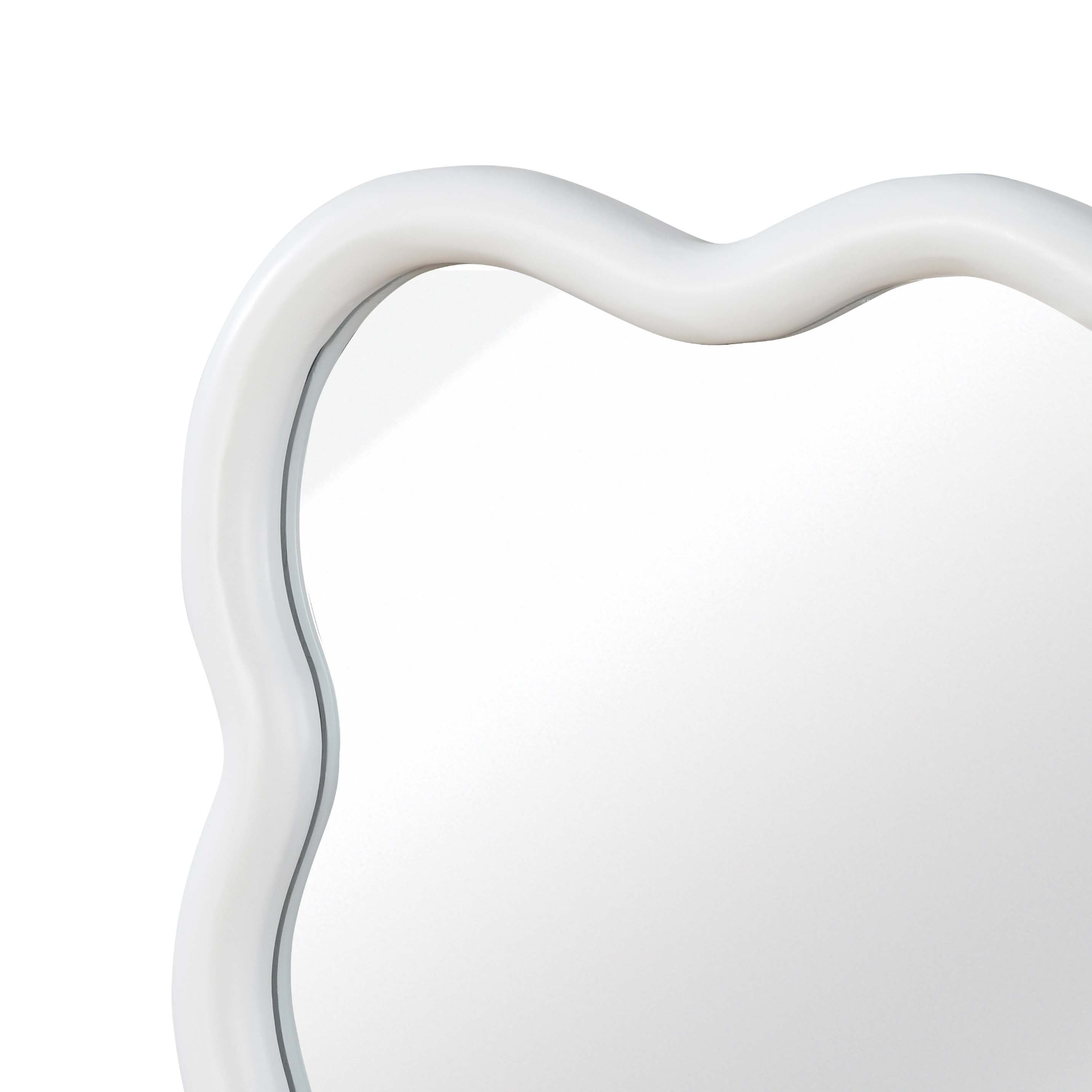 Wavy solid wood wall mirror with curved frame, ideal for bathroom, bedroom, or entryway decor by Start2Finish