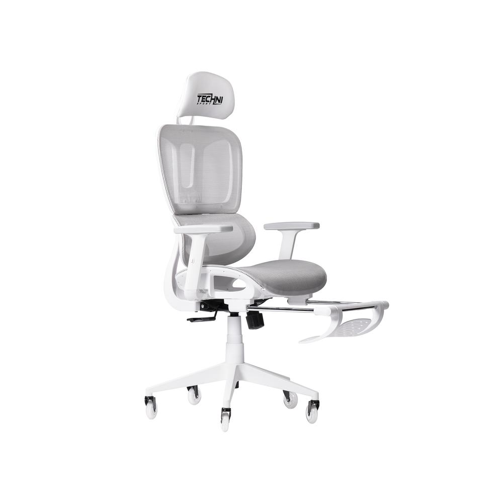Start2Finish AIRFLEX2.0 white mesh gaming chair with ergonomic design and adjustable armrests, suitable for home or office use.