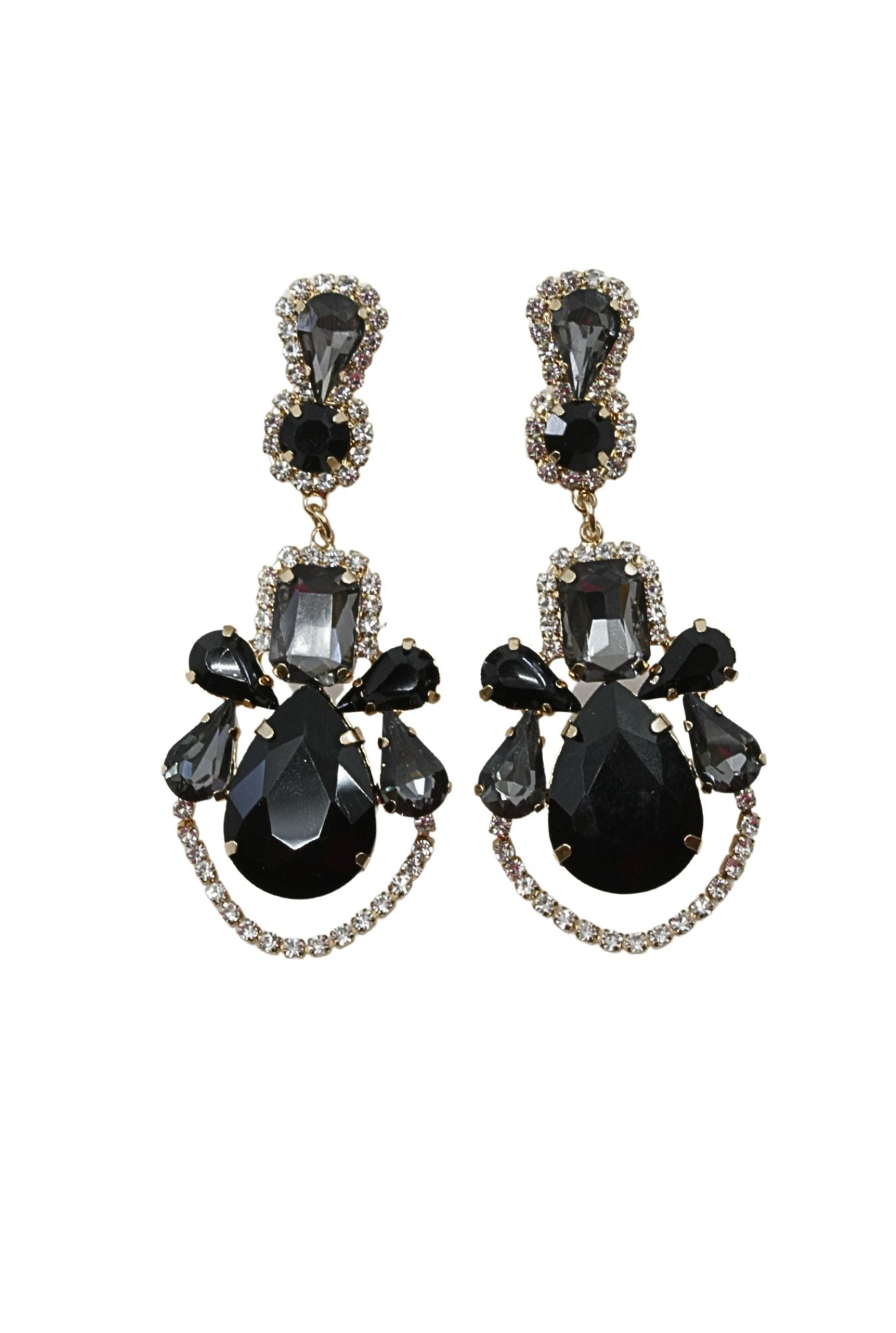 Start2Finish black geometric jewelry earrings with stylish modern design, featuring bold angular shapes and a sleek finish.