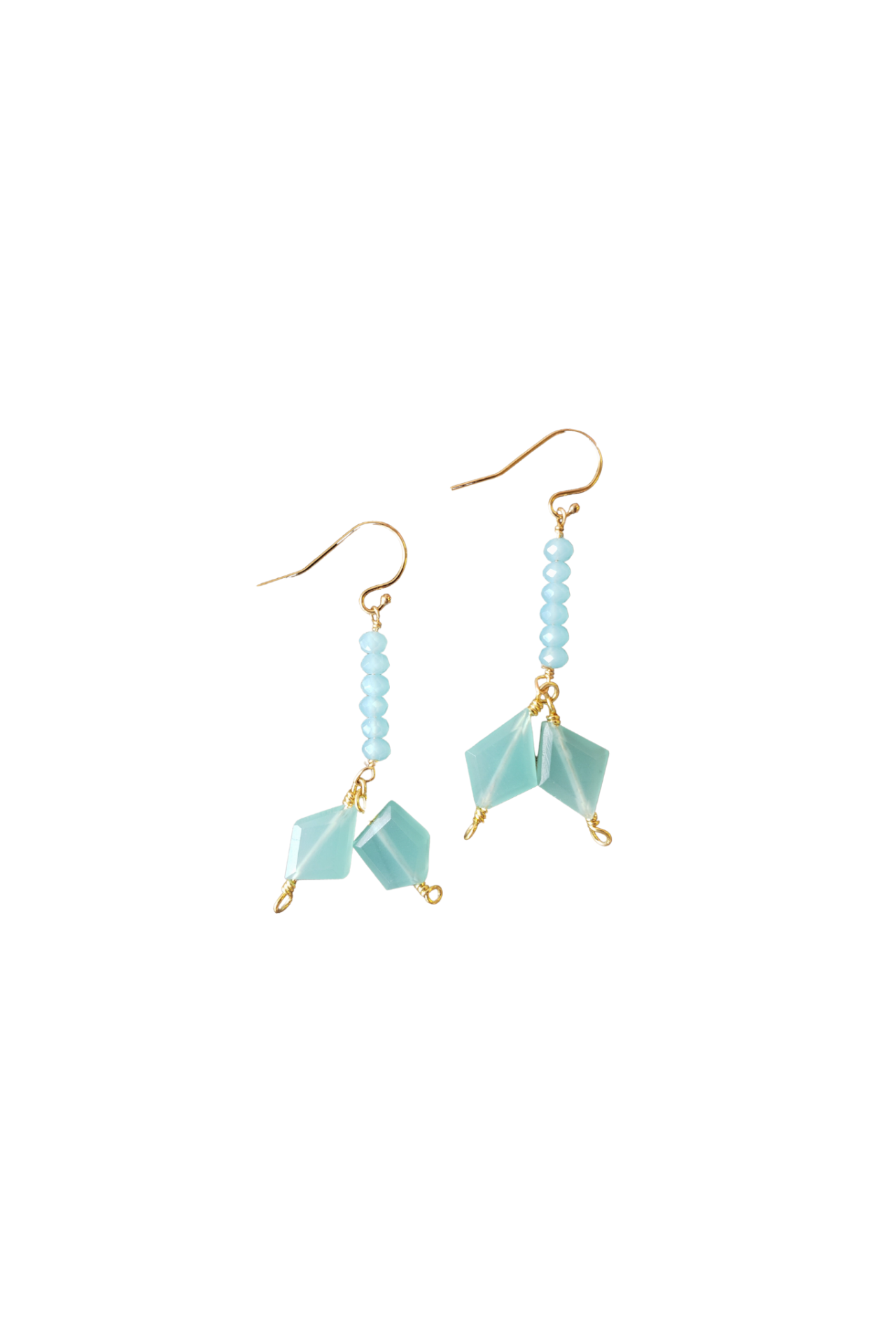 Start2Finish Del Mar Earrings in chalcedony featuring silver hooks and smooth, rounded chalcedony stones.