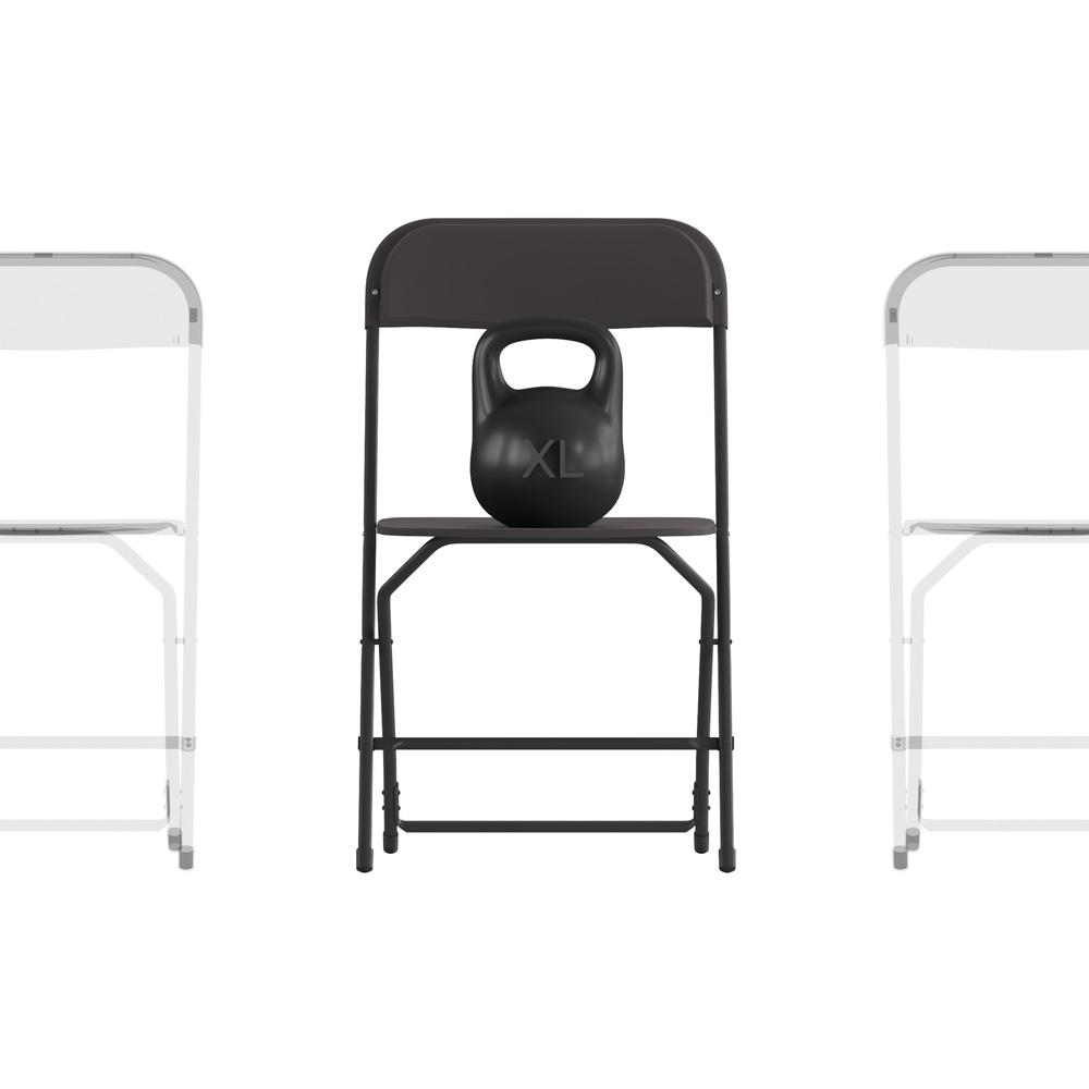 Set of four large plastic folding chairs by Start2Finish, versatile commercial furniture suitable for big and tall seating.