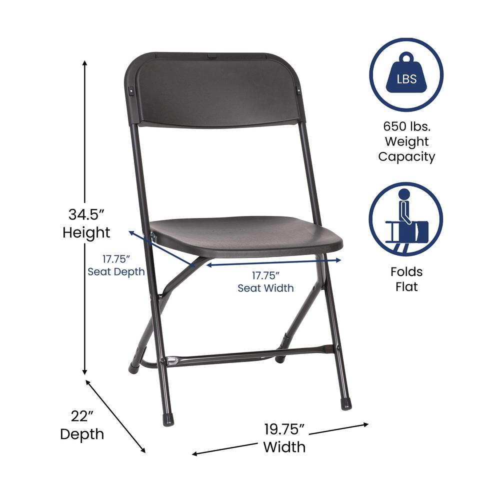 Set of four Start2Finish multi-use commercial big and tall folding plastic chairs, sturdy and versatile for indoor or outdoor use.