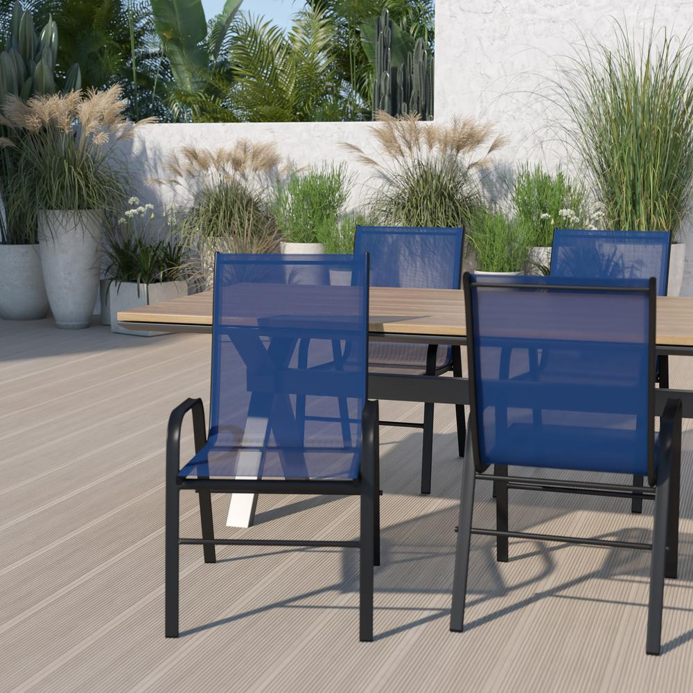 Set of 4 Start2Finish sling patio chairs for outdoor restaurant and residential spaces, featuring durable frame and comfortable seating.