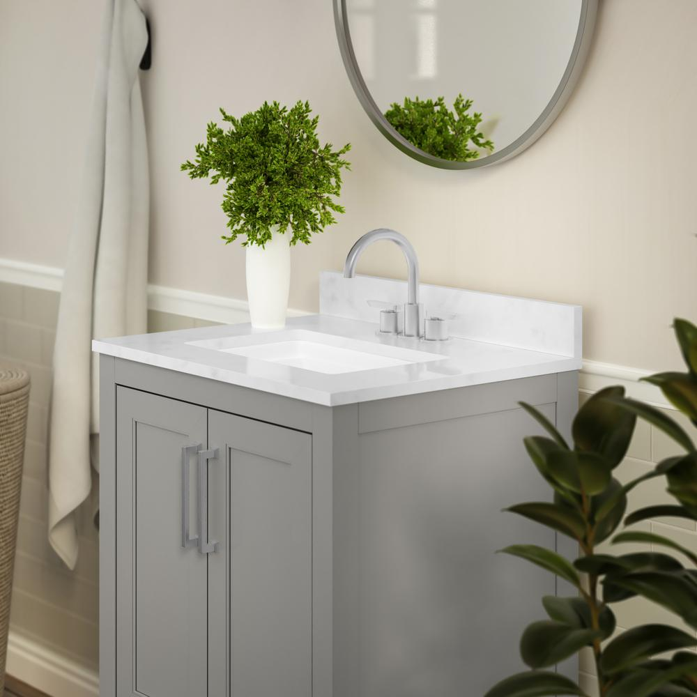 Contemporary 24-inch bathroom vanity with integrated sink from Start2Finish, featuring sleek modern design and storage cabinets.
