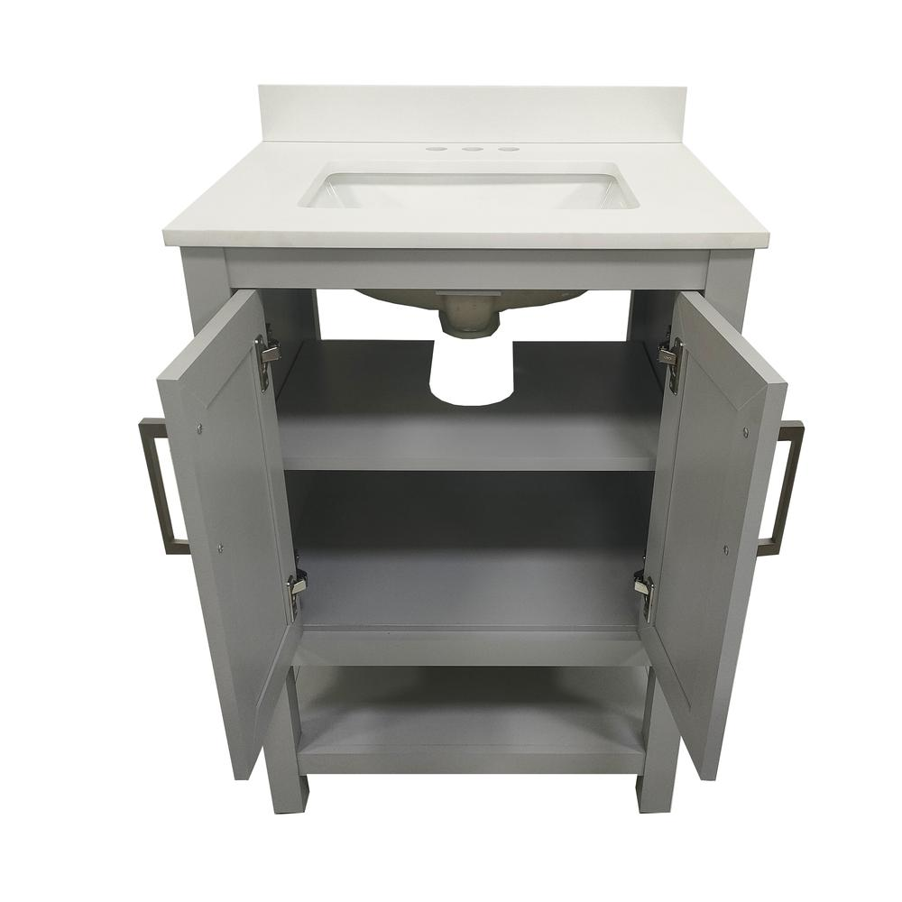 Start2Finish 24-inch contemporary bathroom vanity with integrated sink, modern wood finish, and sleek design for stylish bathroom decor.