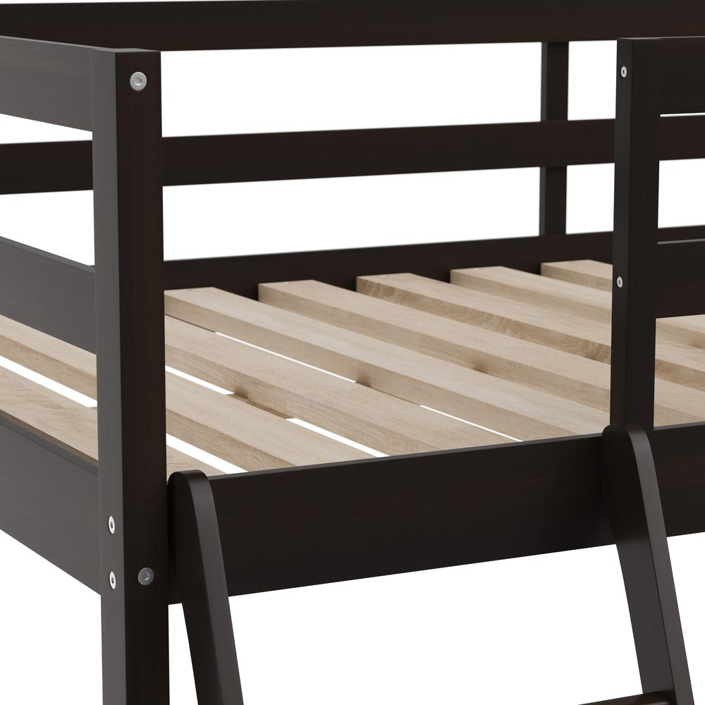 Start2Finish full loft bed frame with integrated desk, featuring sturdy wood construction and a space-saving design.