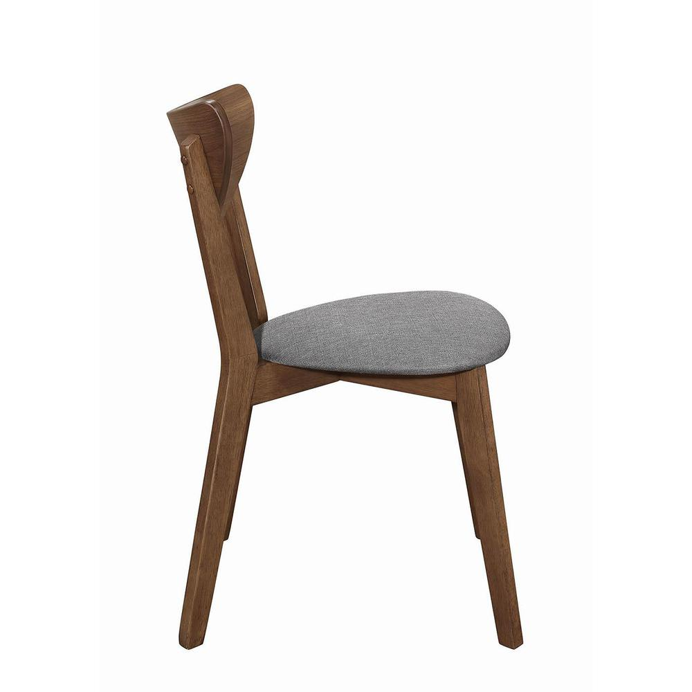 Pair of Alfredo dining side chairs in grey and natural walnut finish, modern design from Start2Finish, set of two.