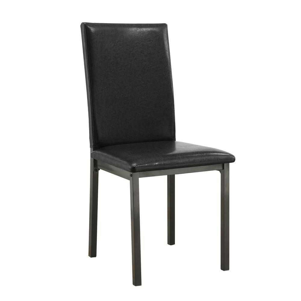 Pair of black upholstered Garza dining side chairs by Start2Finish, featuring padded seats and sleek design for modern dining rooms.