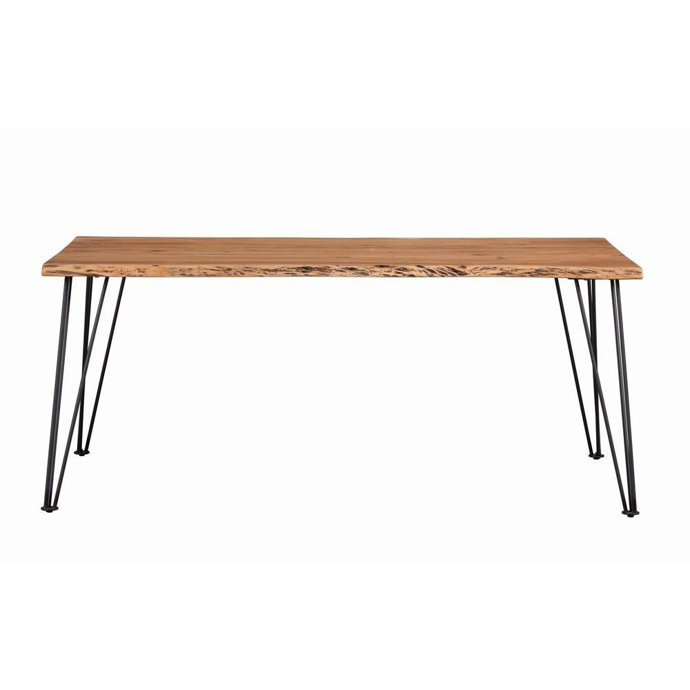 Sherman 71-inch natural acacia live edge dining table by Start2Finish, showcasing wood grain and sturdy furniture design.