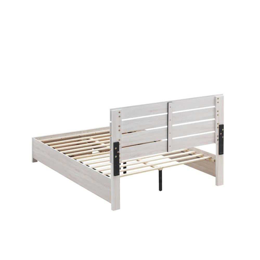 Start2Finish Brantford Wood Queen Storage Panel Bed in Coastal White, showcasing a stylish bed with storage drawers and panel headboard.