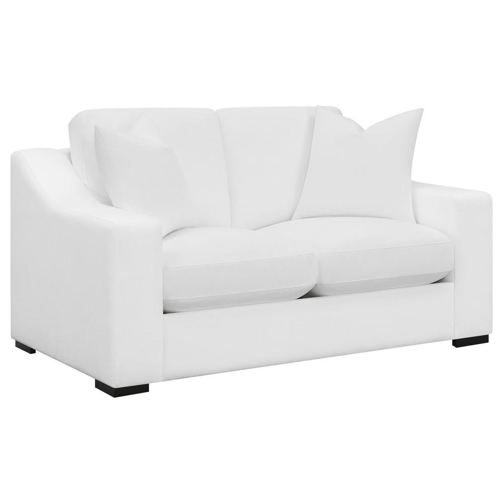 Ashlyn 2-piece upholstered sloped arm sofa set in white, featuring plush cushions and modern design by Start2Finish.