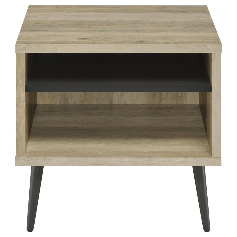 Start2Finish Welsh Square Engineered Wood Side End Table in antique pine with a modern square design and sturdy construction.