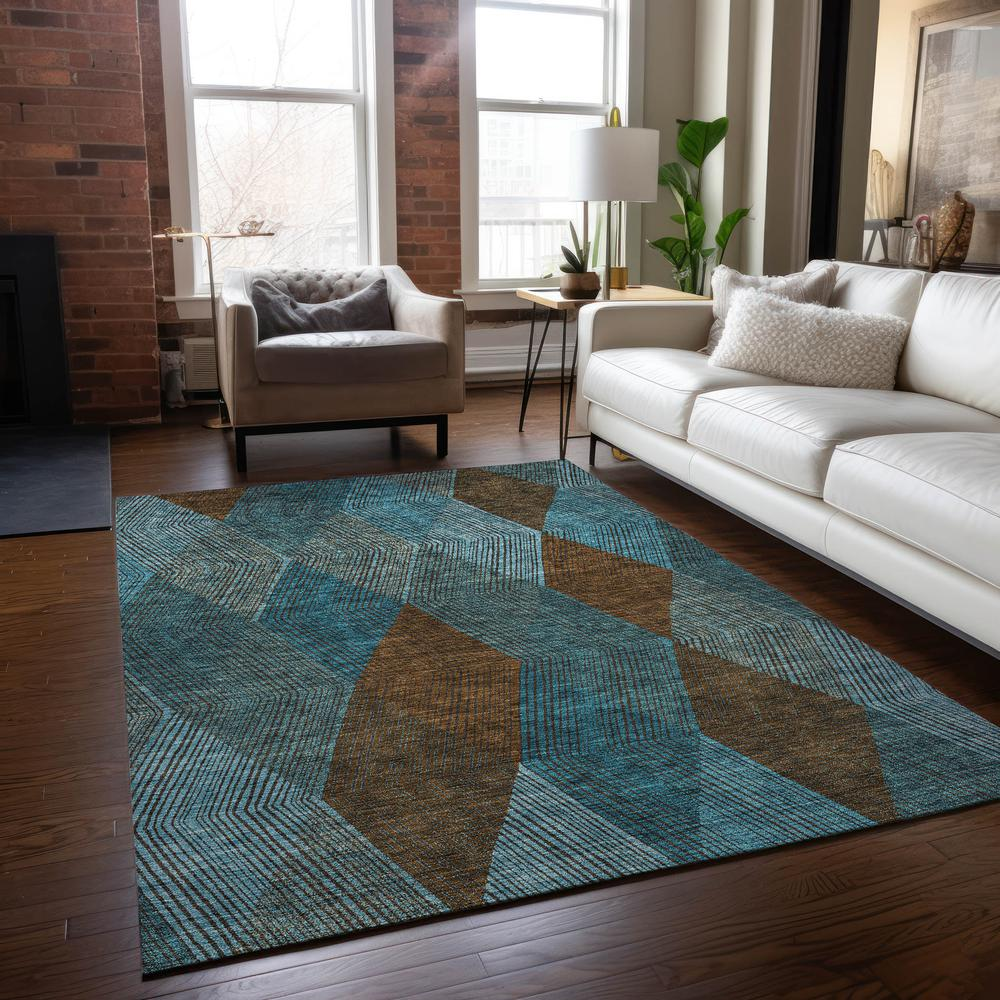 Start2Finish Chantille ACN962 teal 10x14 rug with intricate pattern, soft texture, and vibrant color for stylish home décor.