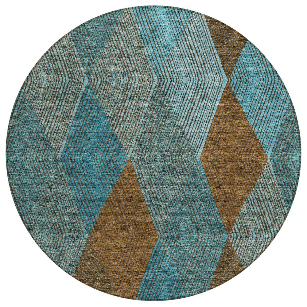 Start2Finish Chantille ACN962 teal 8x8 rug with intricate pattern, soft texture, and vibrant color for living room decor.