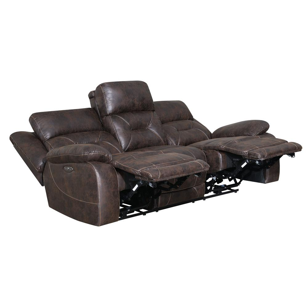 Start2Finish Aria Power Recliner Sofa in rich brown fabric with plush cushioning and modern design.